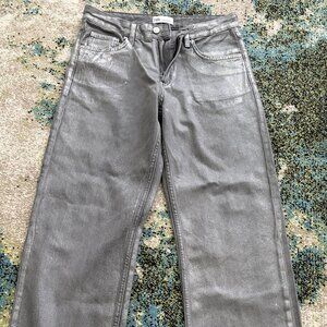 ZARA Metallic High-Waisted Straight Leg Jeans - FREE SHIPPING!